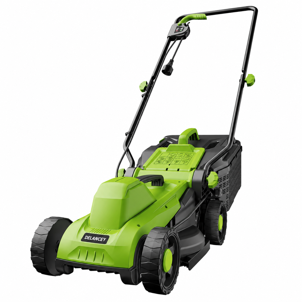 DL 13 Inch Corded Electric Lawn Mower 11 Amp with 5 Position Height Adjustment 8 Gallon Grass Bag for Small Yard