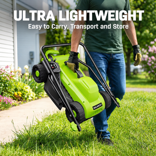 DL 13 Inch Corded Electric Lawn Mower 11 Amp with 5 Position Height Adjustment 8 Gallon Grass Bag for Small Yard