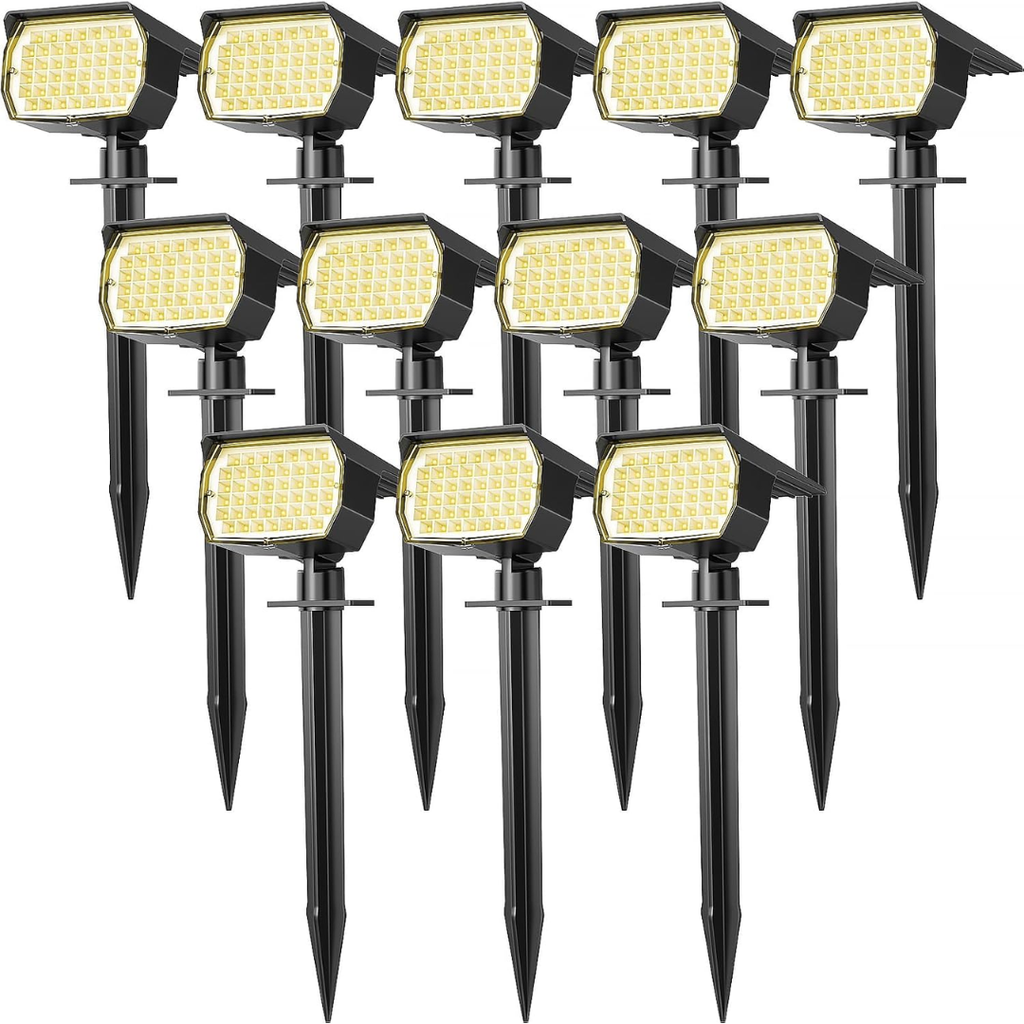 DL Solar Spot Lights Outdoor Waterproof Spotlights 12 Pack Warm White
