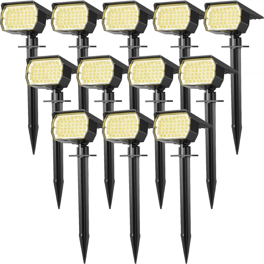 DL Solar Spot Lights Outdoor Waterproof Spotlights 12 Pack Warm White