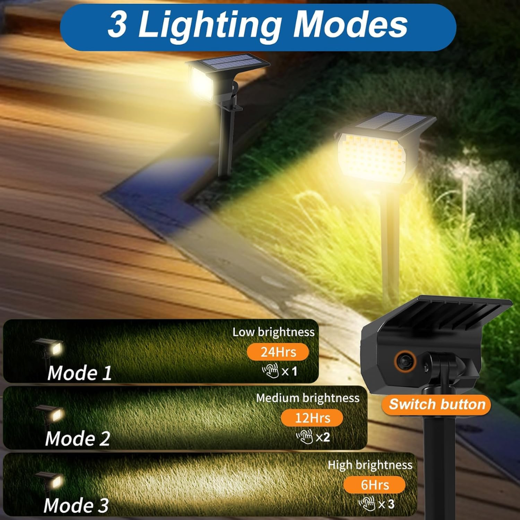 DL Solar Spot Lights Outdoor Waterproof Spotlights 12 Pack Warm White