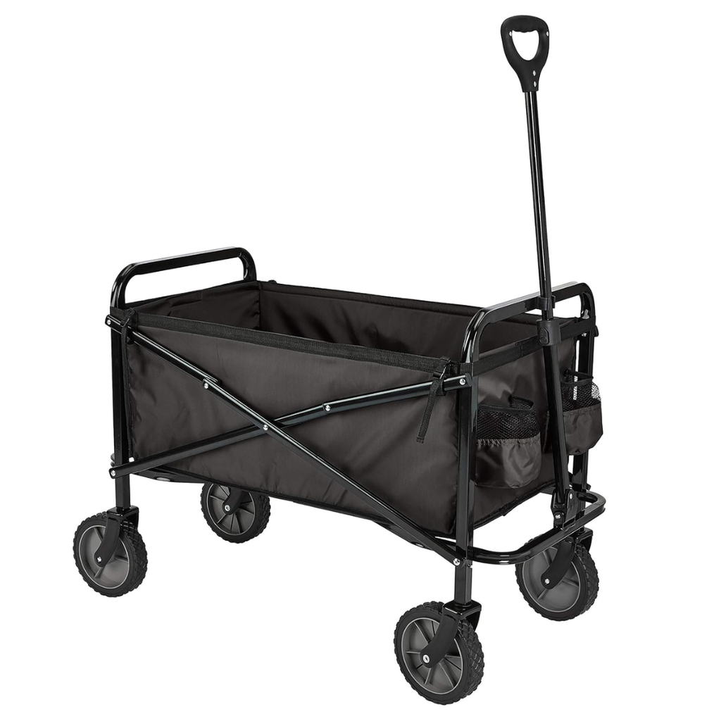 DL Collapsible Heavy Duty Utility Wagon for Outdoor Sports, Camping, Garden, and Shopping, 265 Pounds Capacity, 27.6 x 40.9 x 20 inches, Black