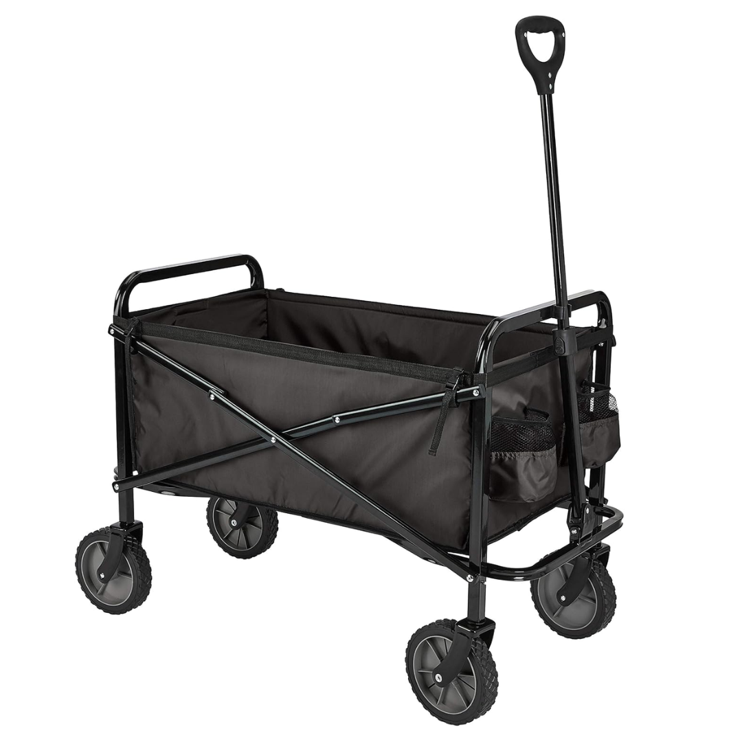DL Collapsible Heavy Duty Utility Wagon for Outdoor Sports, Camping, Garden, and Shopping, 265 Pounds Capacity, 27.6 x 40.9 x 20 inches, Black