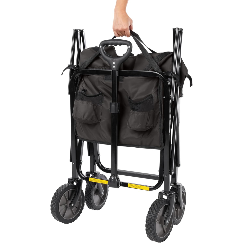 DL Collapsible Heavy Duty Utility Wagon for Outdoor Sports, Camping, Garden, and Shopping, 265 Pounds Capacity, 27.6 x 40.9 x 20 inches, Black