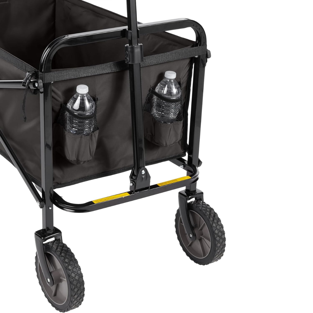 DL Collapsible Heavy Duty Utility Wagon for Outdoor Sports, Camping, Garden, and Shopping, 265 Pounds Capacity, 27.6 x 40.9 x 20 inches, Black