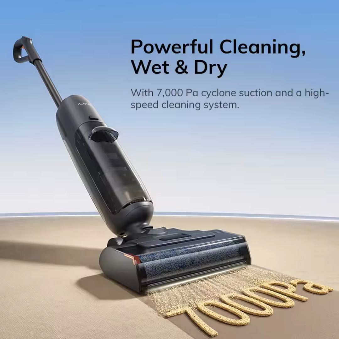 IL W90 Pro Cordless Wireless Wet Dry Smart Mop Washing, 7000Pa Suction, 1Min Self Cleaning, Large Dual Water Tank,Update W90