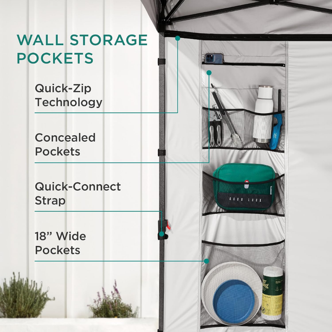 10x10ft Pop Up Canopy Tent, Easy Setup, White W/ Sidewall