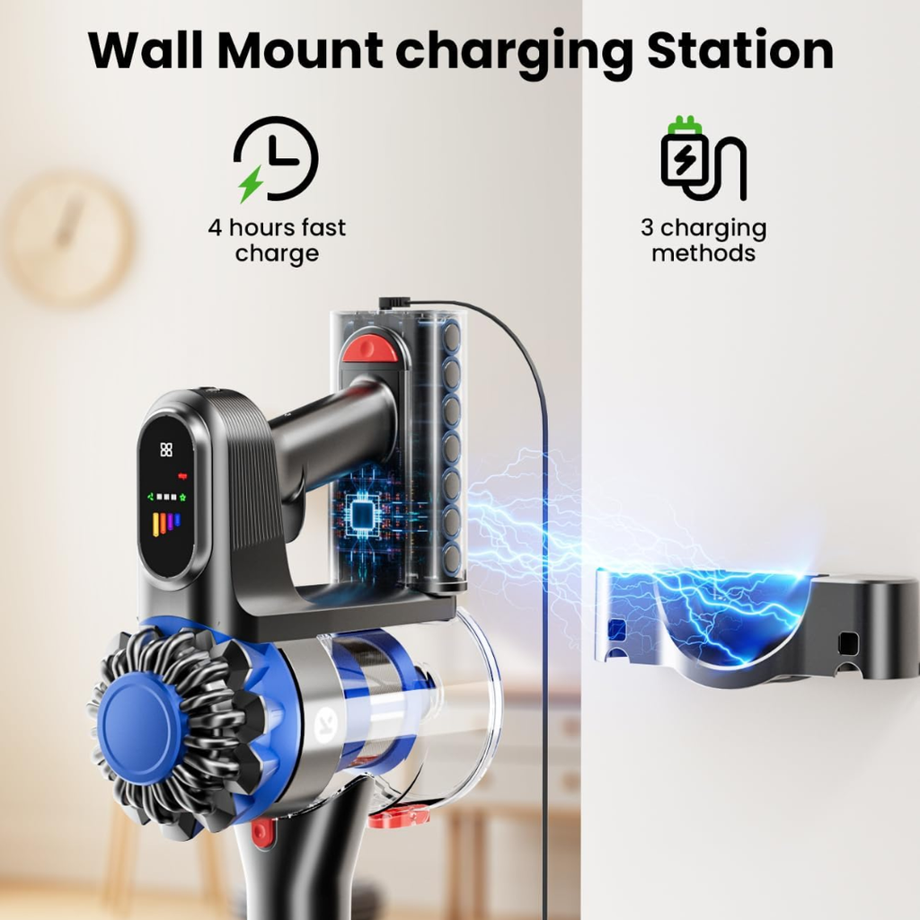 KDV Cordless Vacuum Cleaner, 500W/40Kpa Vacuum Cleaners for Home, 60Mins Stick Vacuum with LED Display, 8 in 1